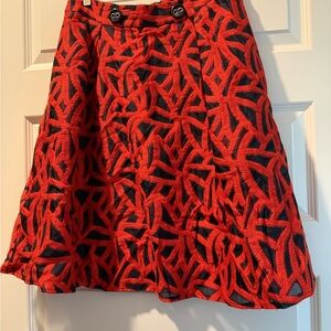 Eva Franco Red and Navy Blue A-Line Skirt